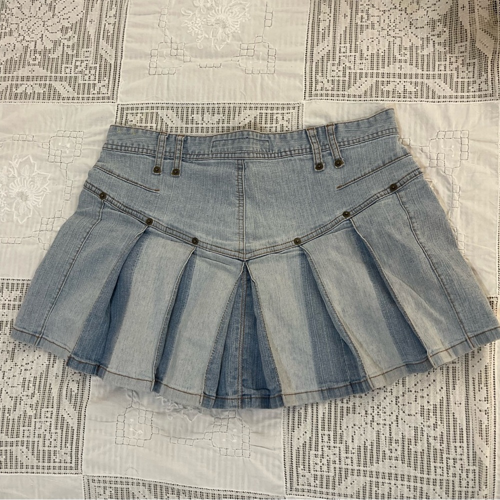 vintage y2k mudd denim pleated mini skirt - Picture 4 of 6